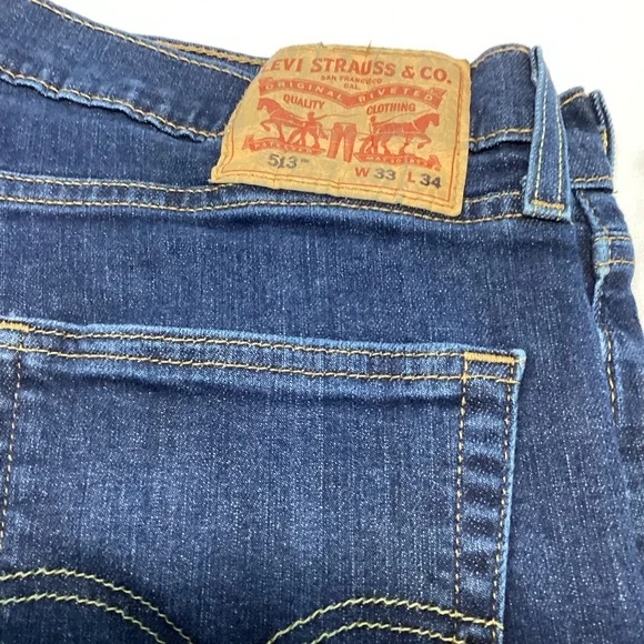 Levi's 513 Men's DarkWash Stretch Straight Jeans 33x34 - Picture 4 of 9